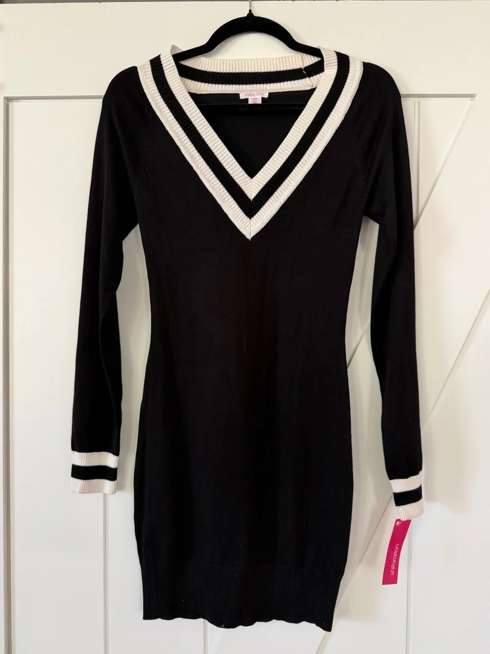 Target xhilaration Black White Striped Varsity Style Mini Dress